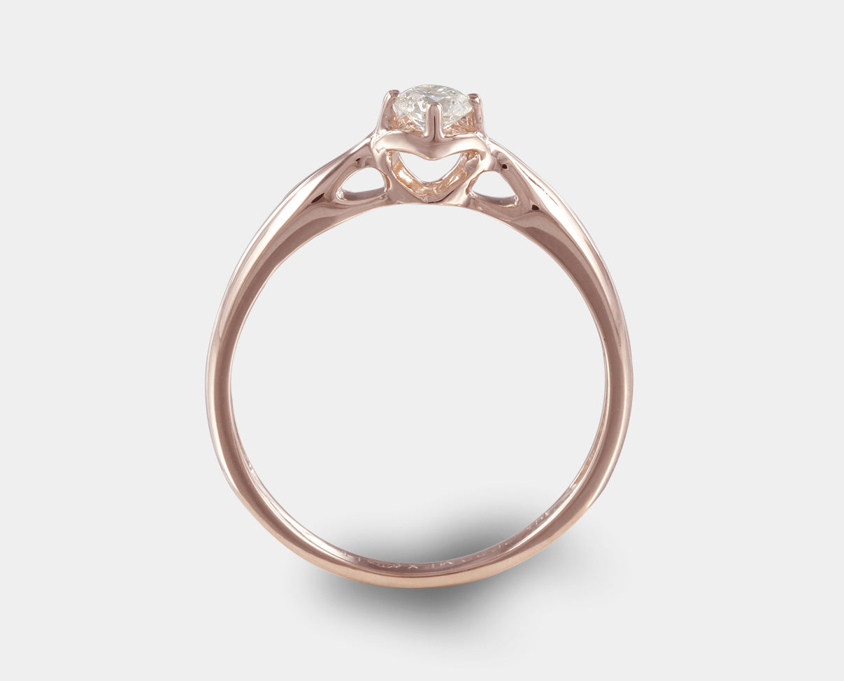 anillo de compromiso con diamante en oro rosa 14k. anillo solitario en oro rosa. anillo de promesa.