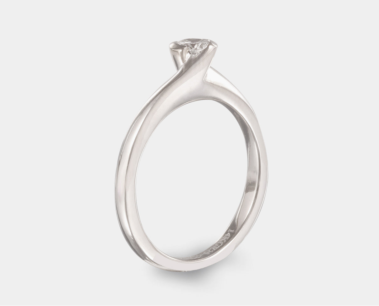 Anillo de Compromiso Oro Blanco 14k con Diamante. Anillo de promesa. Anillo de Novia.