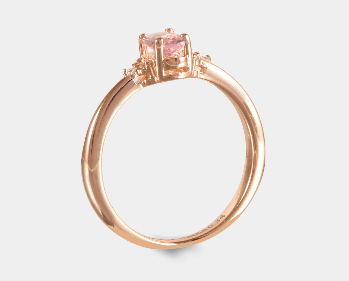 Radiante Anillo con Turmalina Rosa y Diamantes en Oro Rosa 14k. Anillo de compromiso con Turmalina. Oro Rosa. Piedras natales. Gemas.