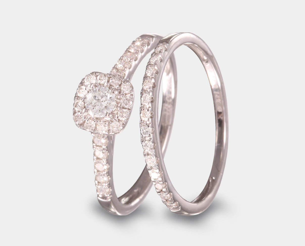 Duo anillo de compromiso y churumbela con diamantes 0.50 ct