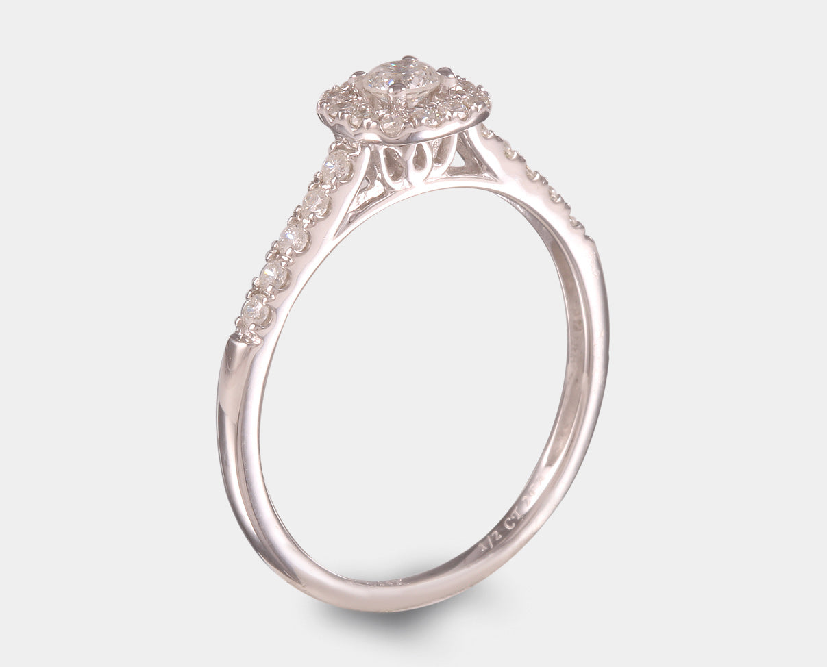 Duo anillo de compromiso y churumbela con diamantes 0.50 ct