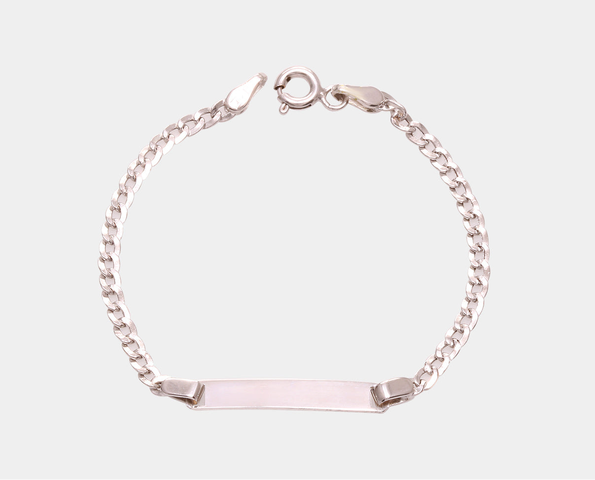 esclava infantil oro blanco con placa 14k