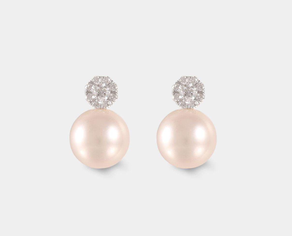 Aretes con perla y diamantes