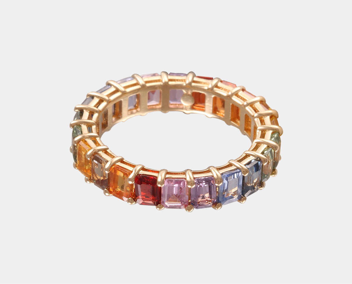 Churumbela en Oro amarillo 14k con zafiro multicolor. Joyería para dama