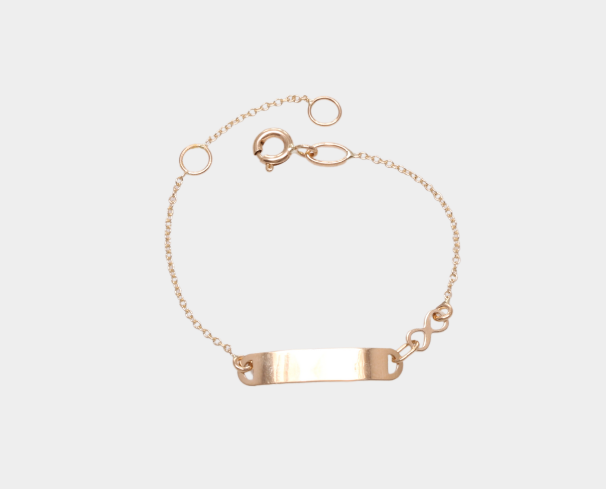 Esclava infantil con placa Oro Amarillo 10k . Joyeria Infantil. Esclava Infantil.