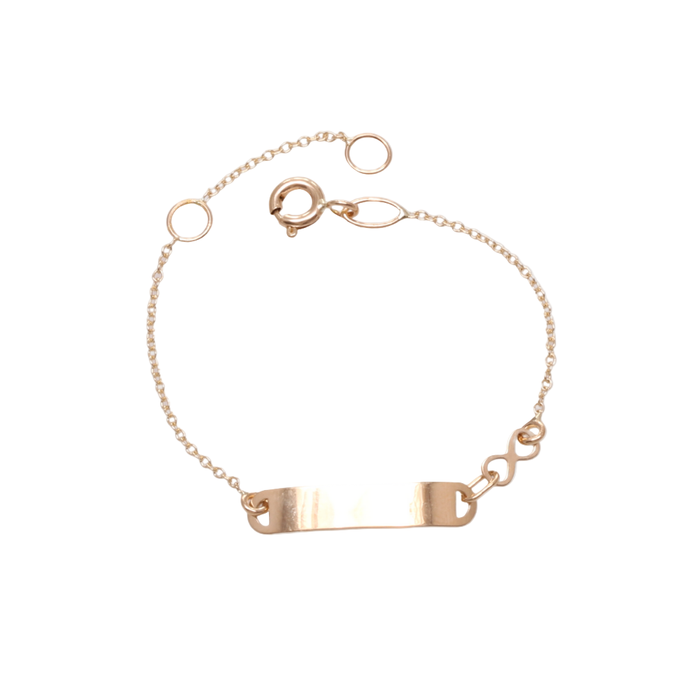 Esclava infantil con placa Oro Amarillo 10k . Joyeria Infantil. Esclava Infantil.