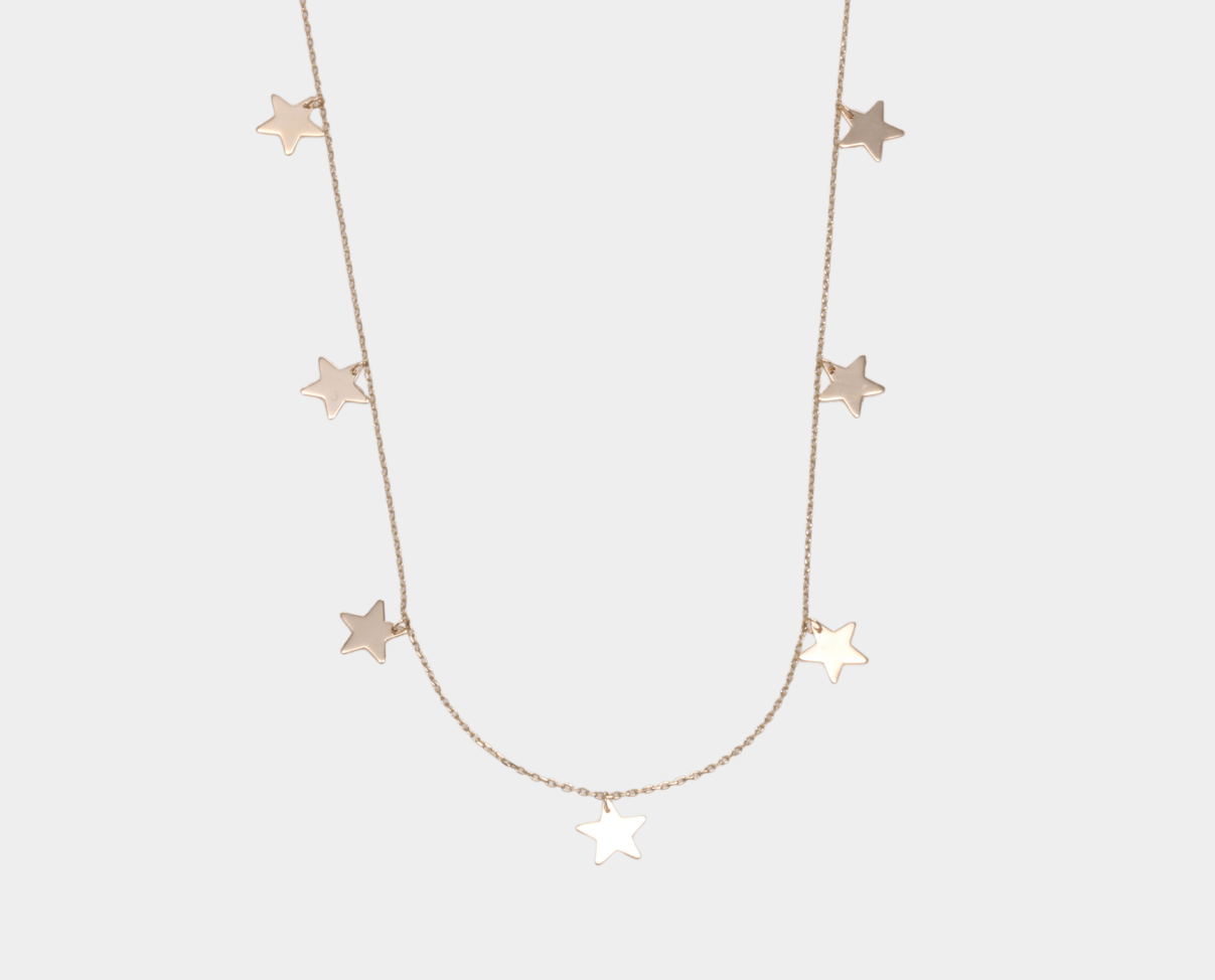 Gargantilla dijes estrella oro amarillo 10 K. Joyería para Dama.