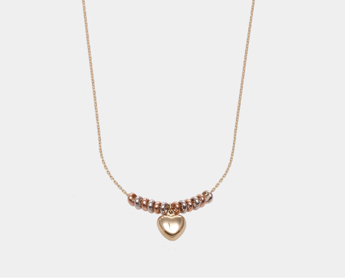 Gargantilla con dije corazón inflado 10k oro florentino. Gargantilla oro florentino. Regalos para Mamá. Regalos para Navidad.