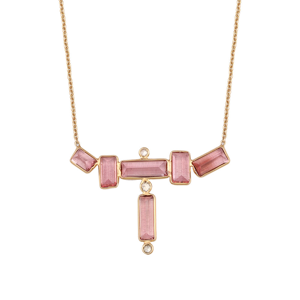 Gargantilla con turmalina rosa corte baguette