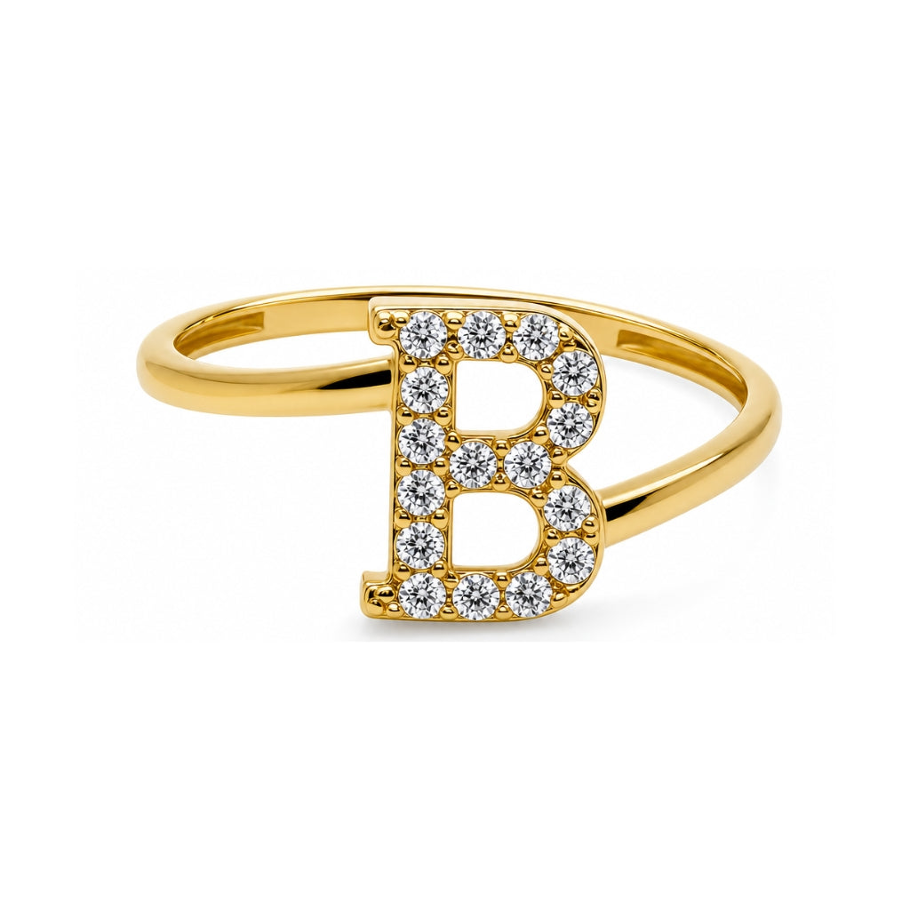 Anillo letra inicial con circonia