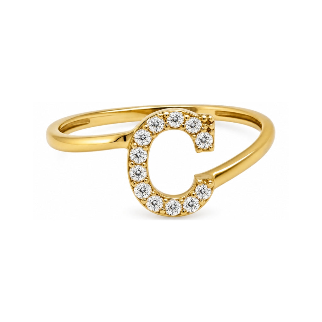 Anillo letra inicial con circonia