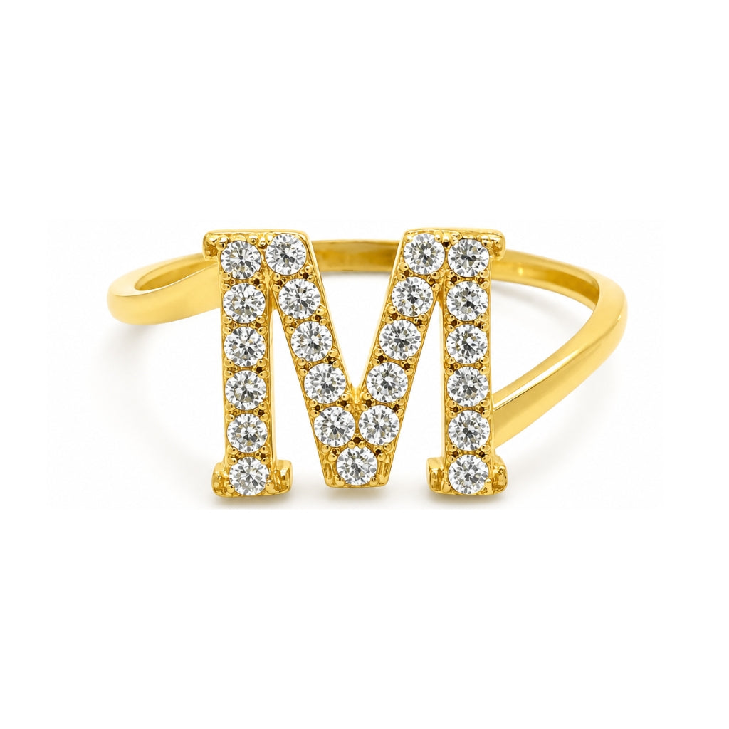 Anillo letra inicial con circonia