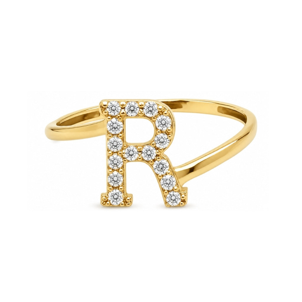 Anillo letra inicial con circonia