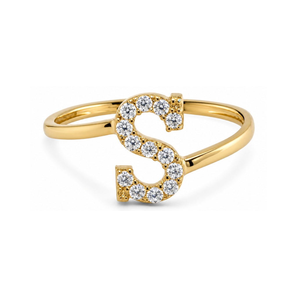 Anillo letra inicial con circonia