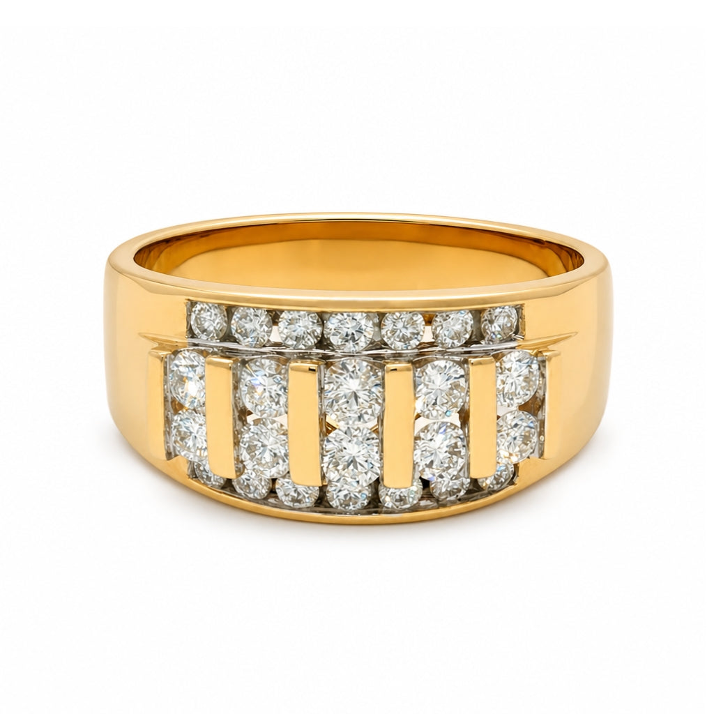 Anillo de hombre con hileras de diamantes 1 ct