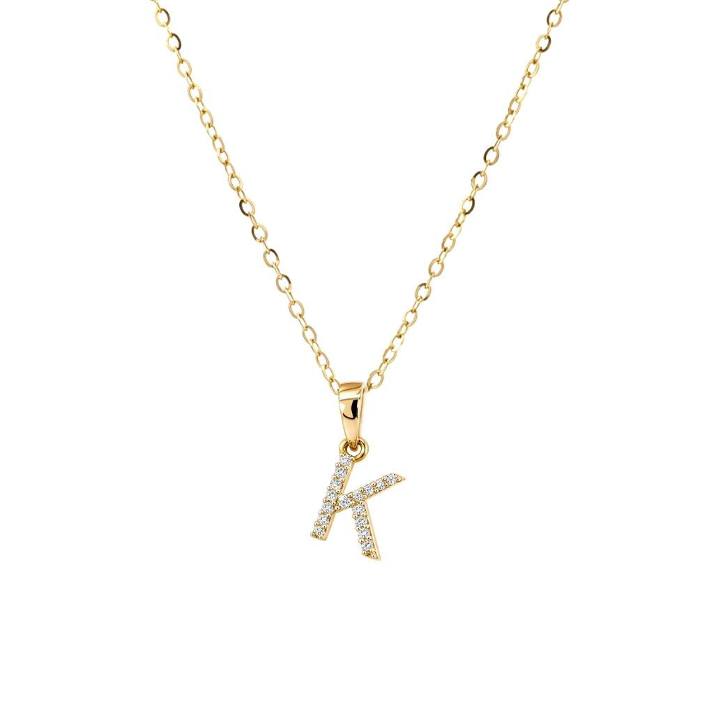 Cadena con dije de letra inicial con diamantes