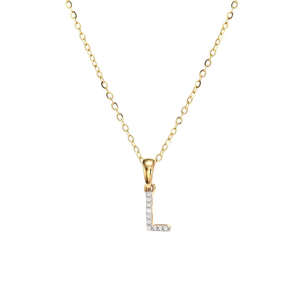 Cadena con dije de letra inicial con diamantes