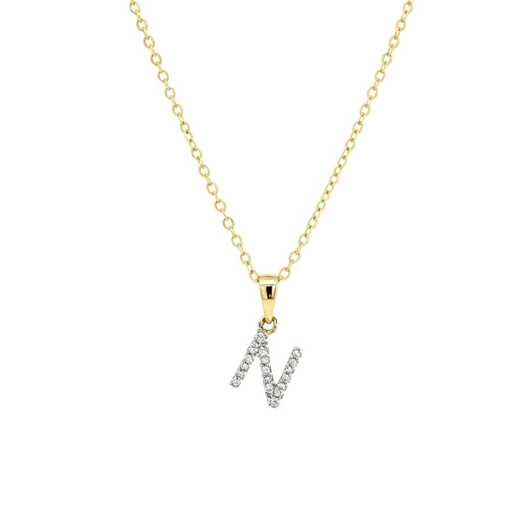 Cadena con dije de letra inicial con diamantes