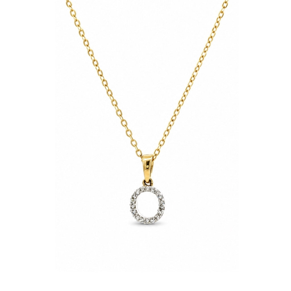 Cadena con dije de letra inicial con diamantes