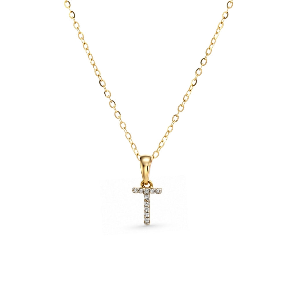 Cadena con dije de letra inicial con diamantes