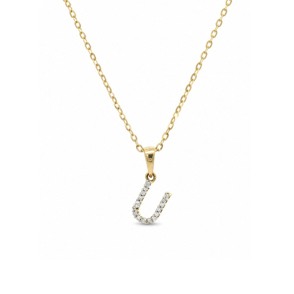 Cadena con dije de letra inicial con diamantes