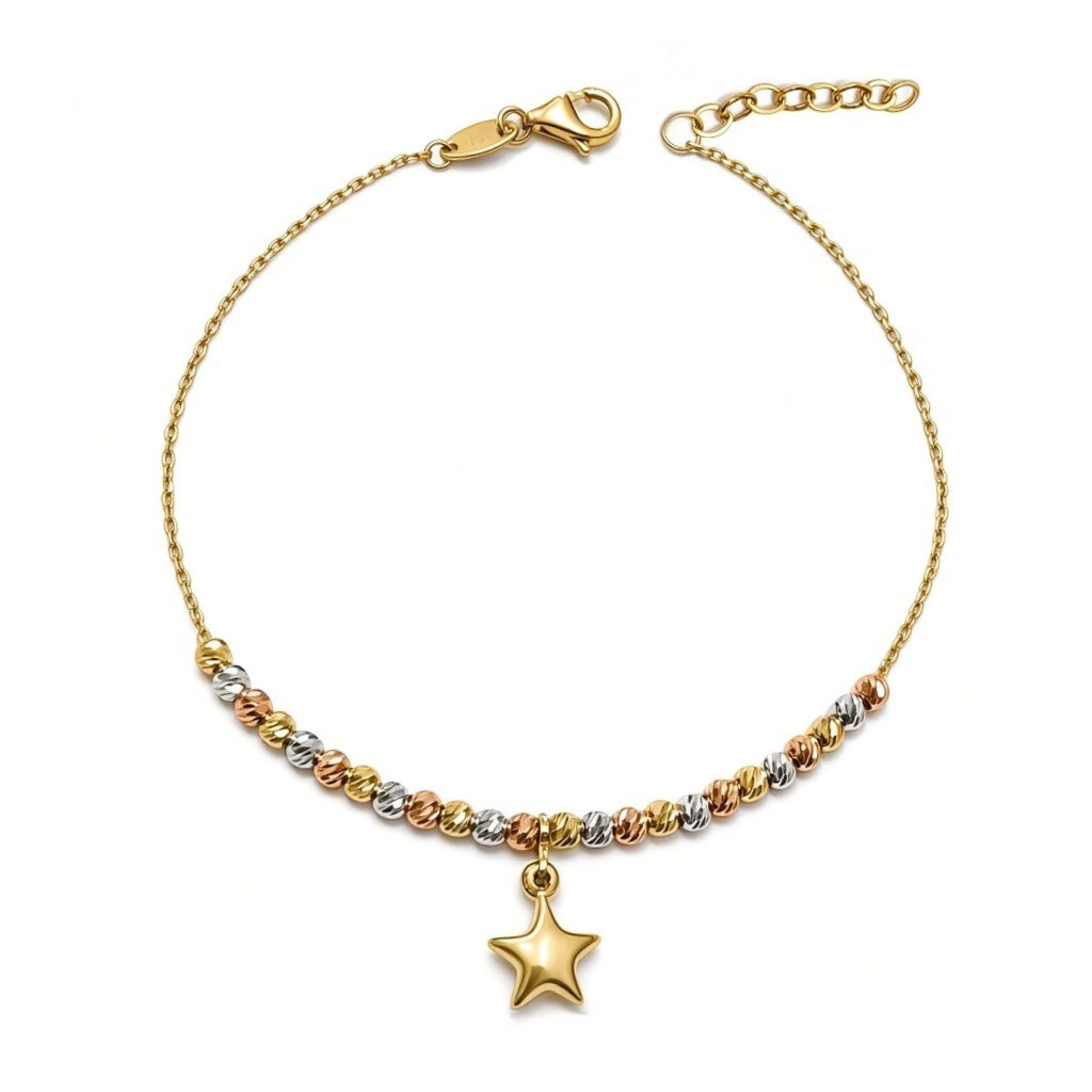 Pulsera oro florentino con esferas y dije de estrella