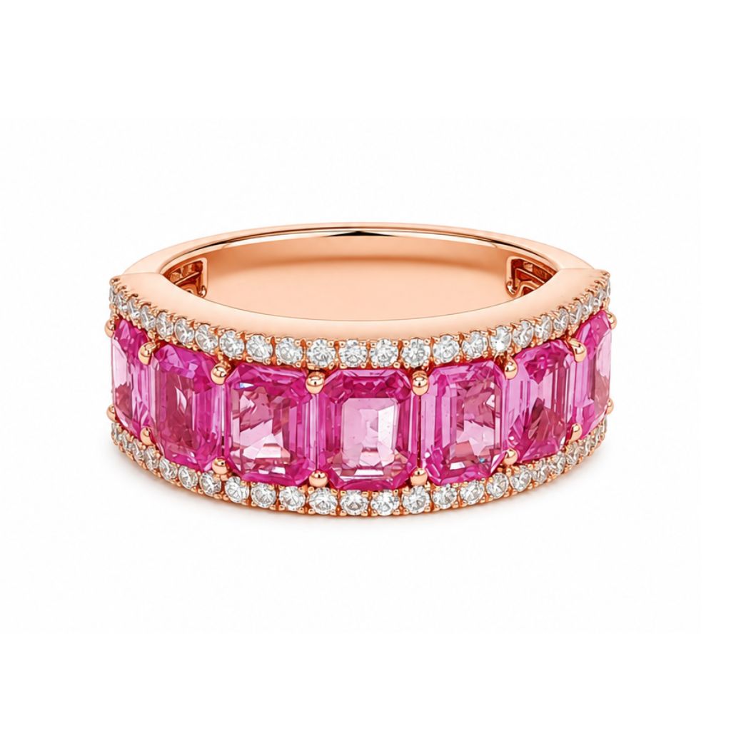 Churumbela con zafiro rosa y diamantes