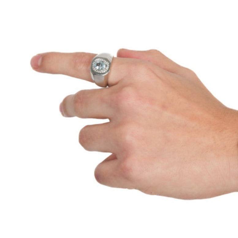 Anillo para hombre con aguamarina y diamantes 
