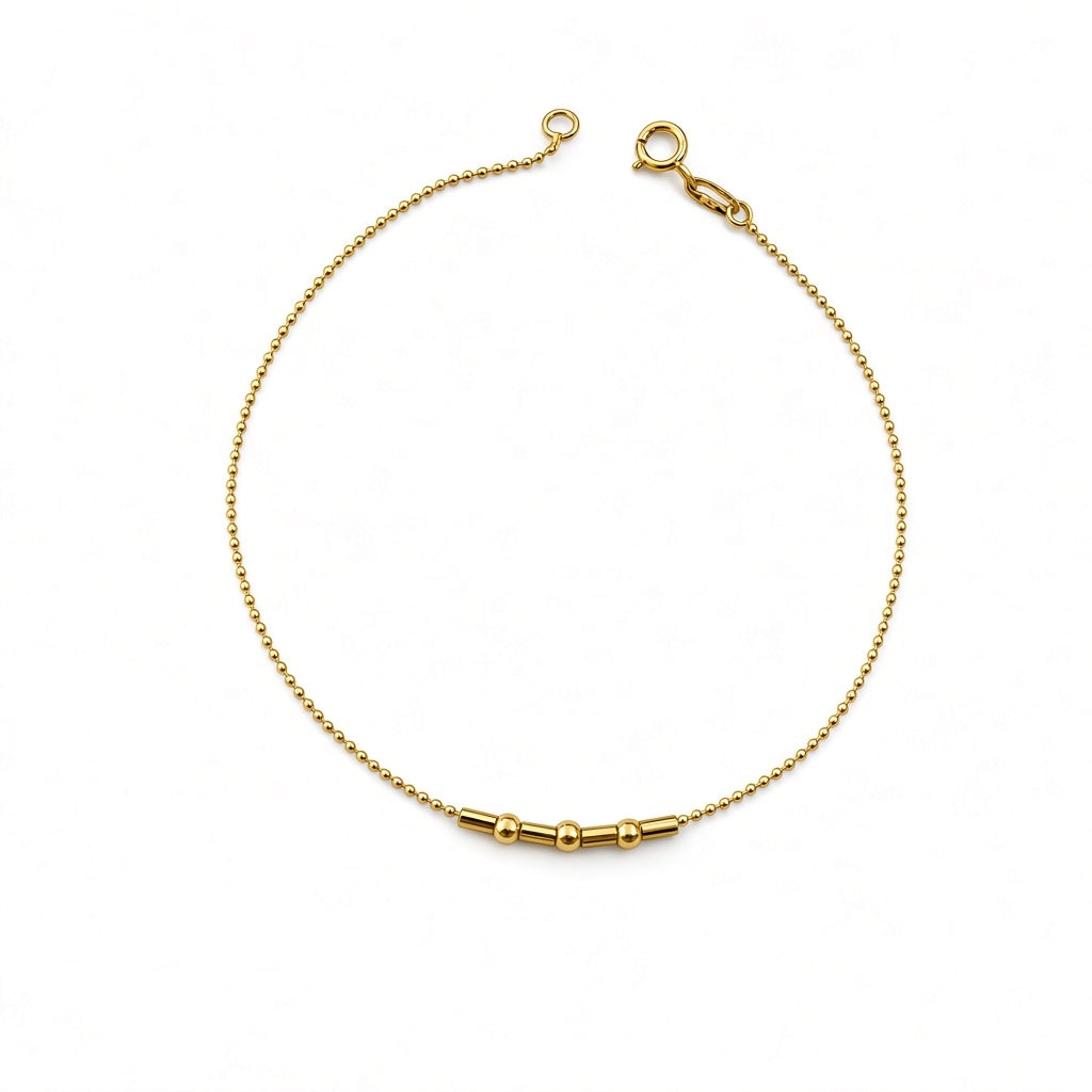 Pulsera con cadena de bolitas y cuentas tubulares