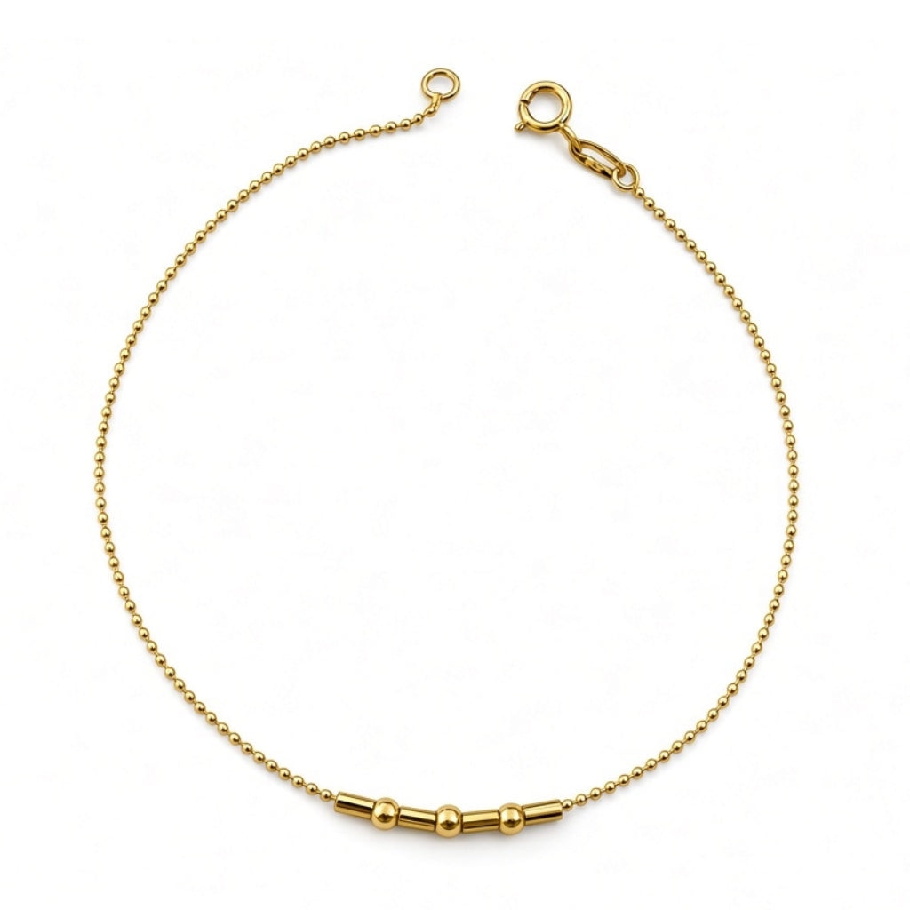 Pulsera con cadena de bolitas y cuentas tubulares