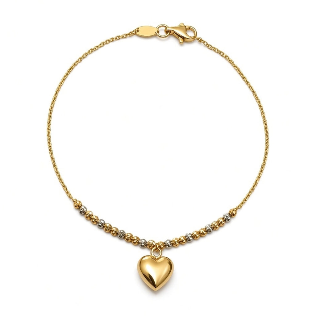 Pulsera con esferas diamantadas y dije de corazón