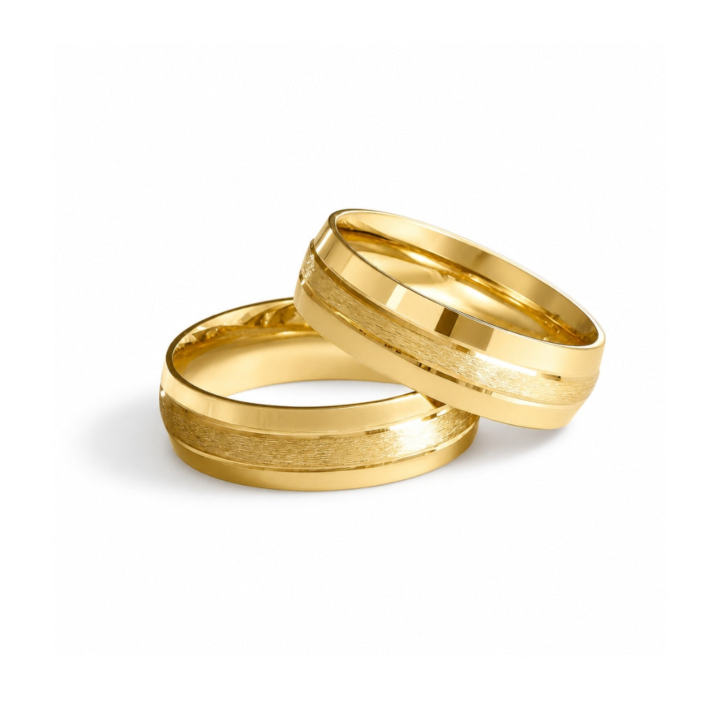 Par de argollas de matrimonio acabado mate al centro 6 mm