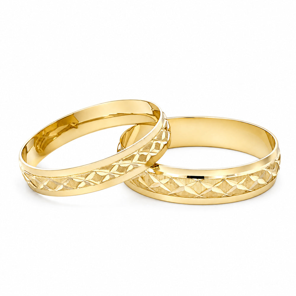 Argolla de matrimonio ligera diseño cruces diamantadas
