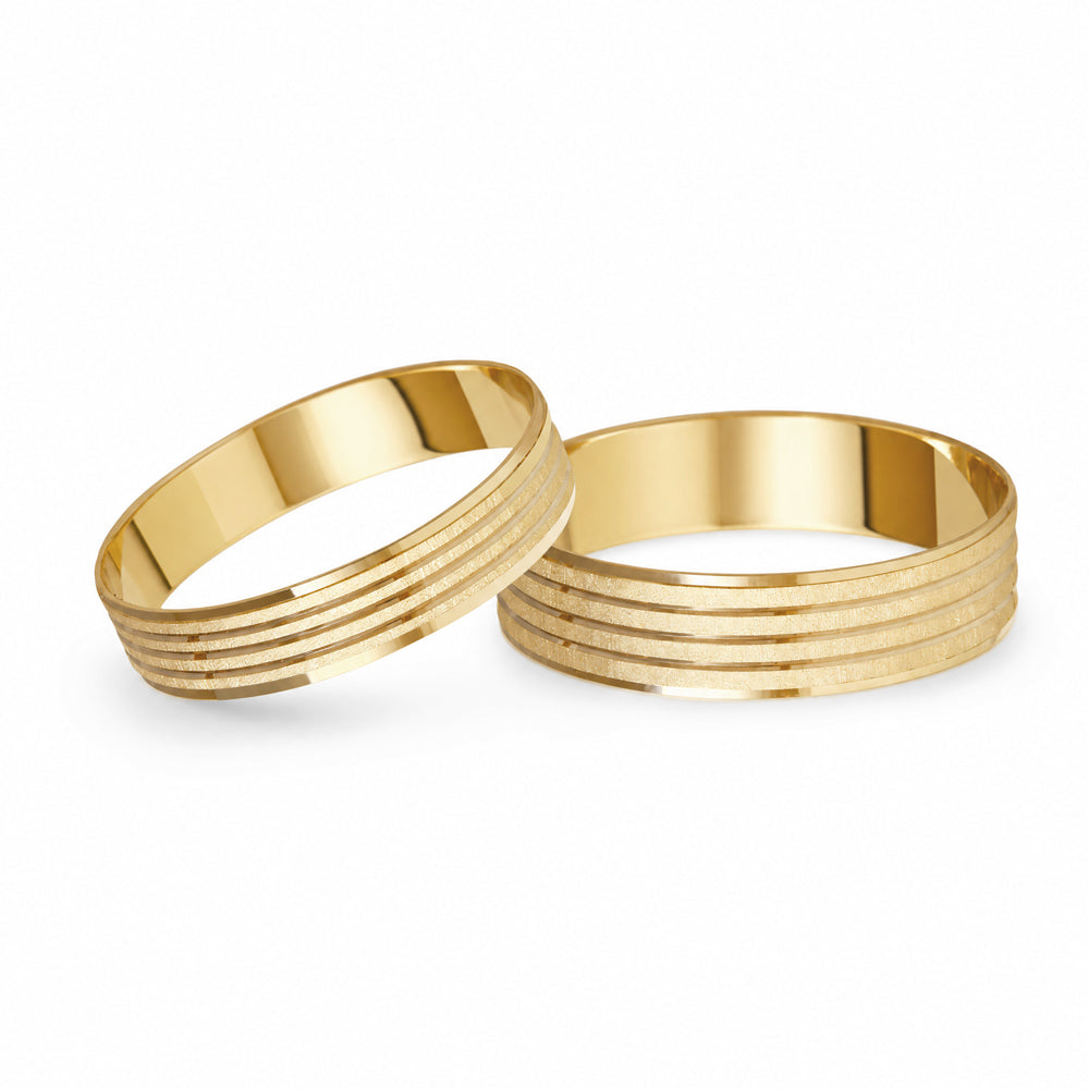 Argolla de matrimonio oro amarillo 10k diseño con líneas