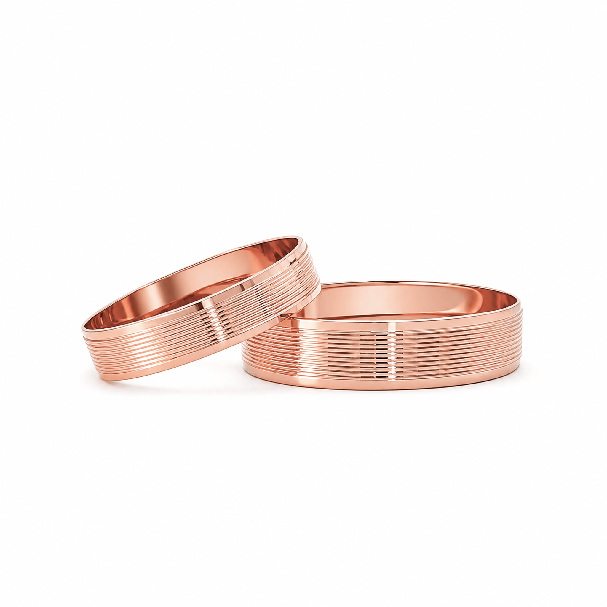 Argolla de matrimonio oro rosa 10k diseño de líneas horizontales