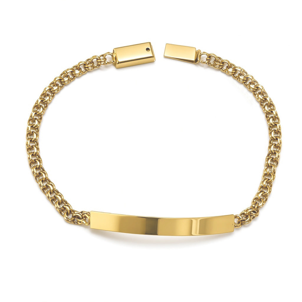 Esclava oro amarillo 10k para mujer tejido chino con placa