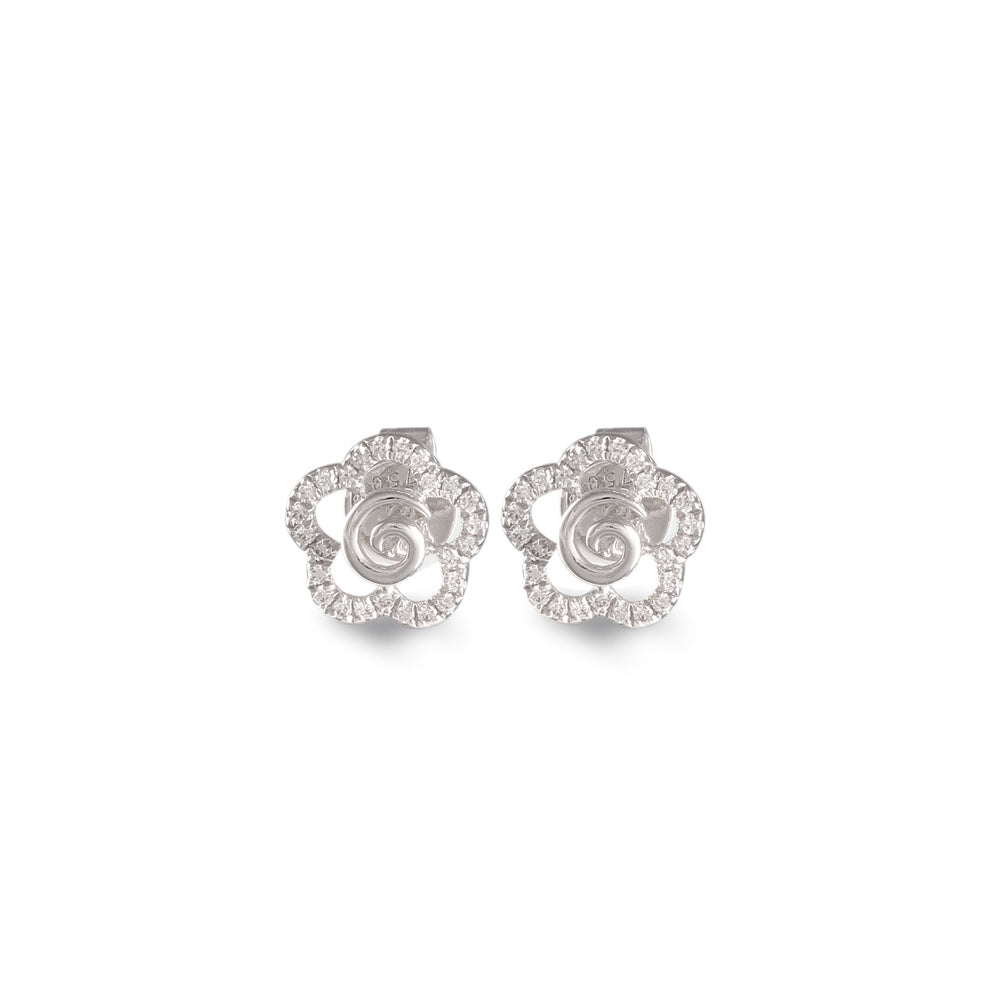 Aretes diseño flor con diamantes