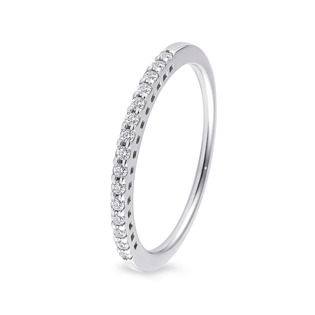 anillo churumbela de oro blanco de 10k con circonia