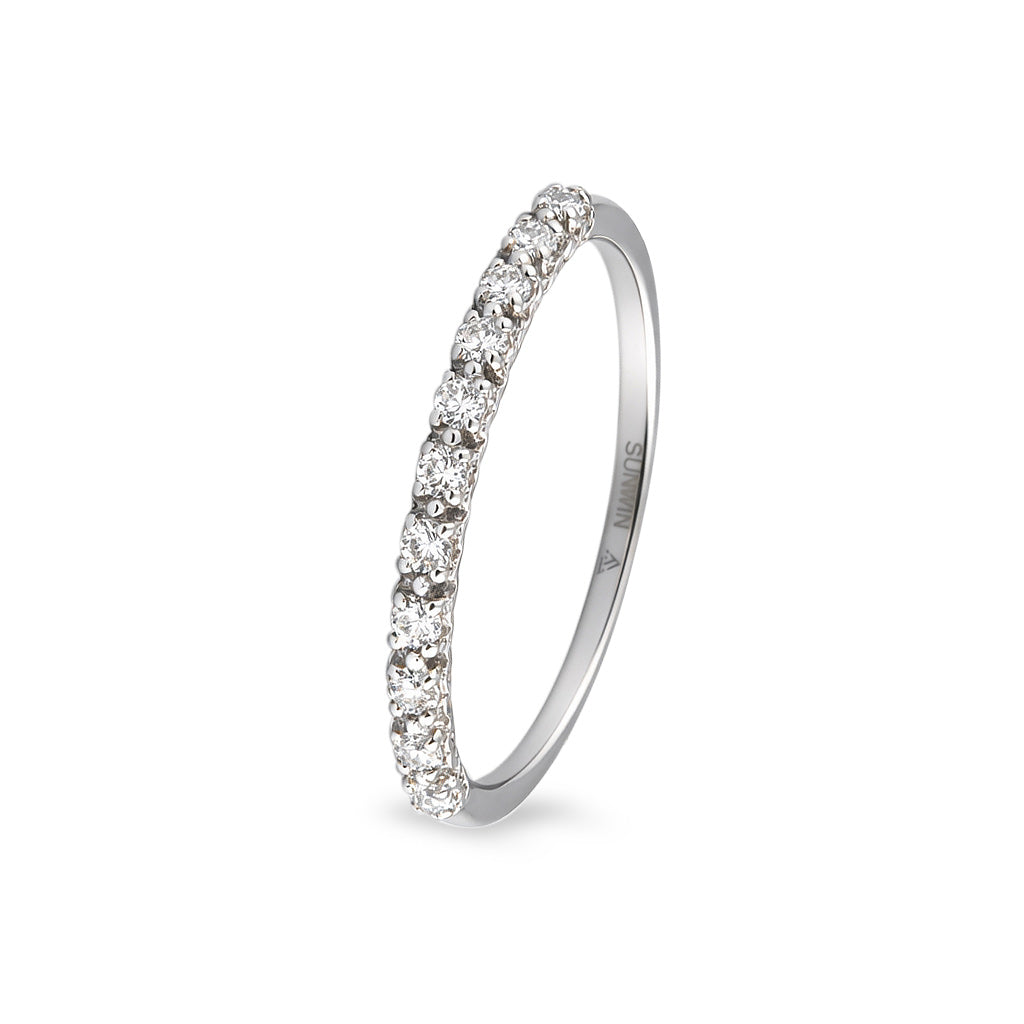 anillo churumbela de oro blanco de 10k con circonia