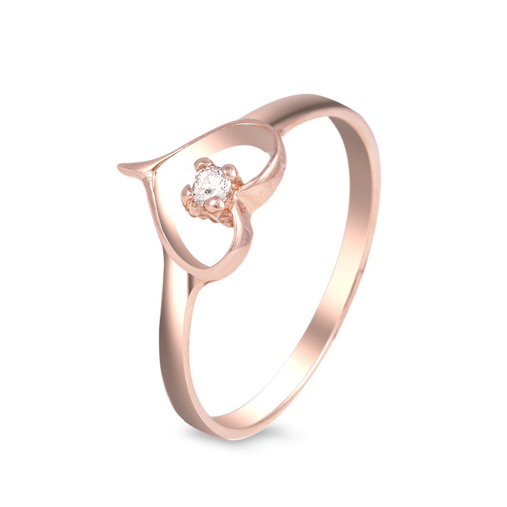 Anillo diseño de corazon con diamante 0.04 ct