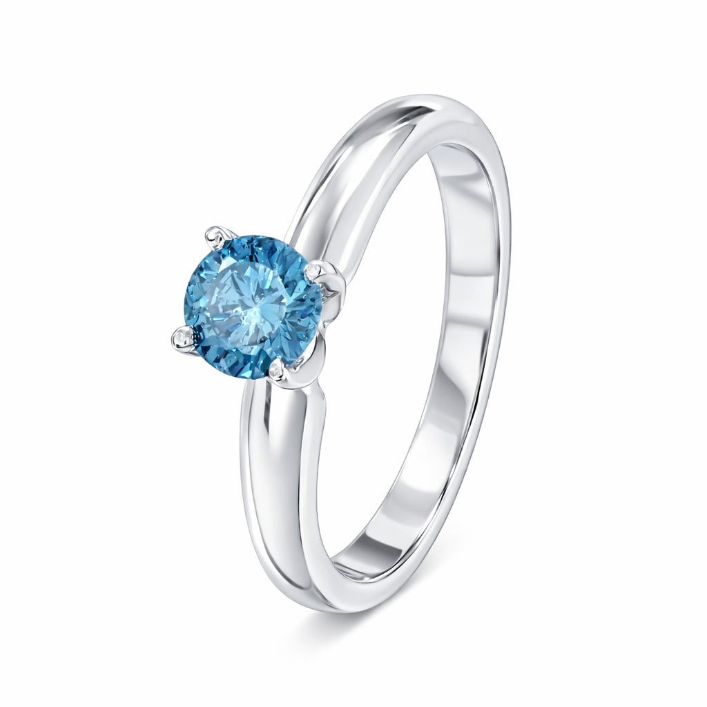 Anillo de compromiso solitario con diamante blue enhanced 0.53 ct
