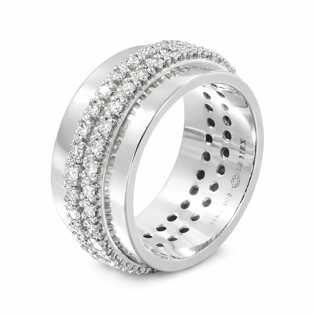 Anillo con doble pavé de diamantes