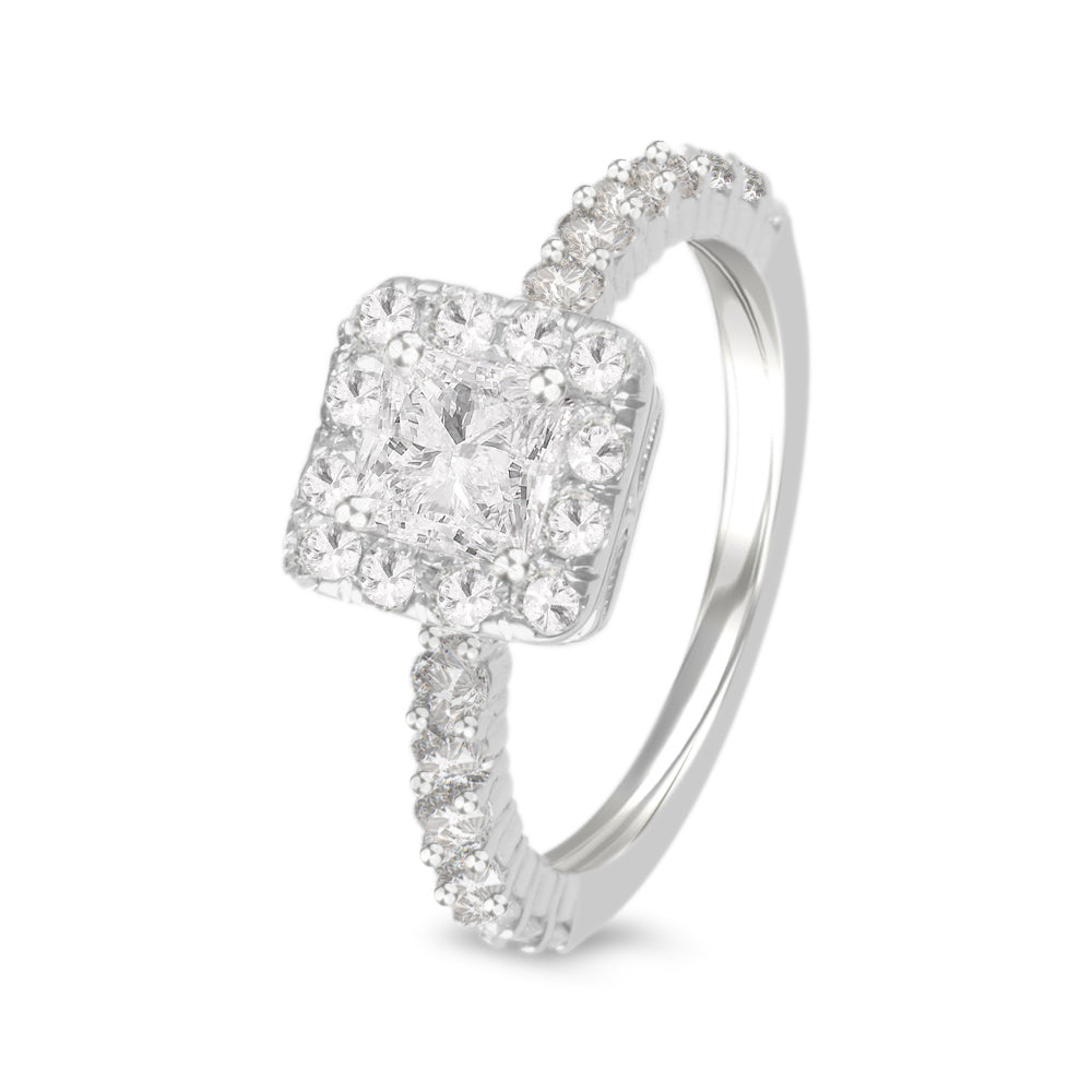Anillo de compromiso con diamante central 0.53 ct  y diamantes laterales