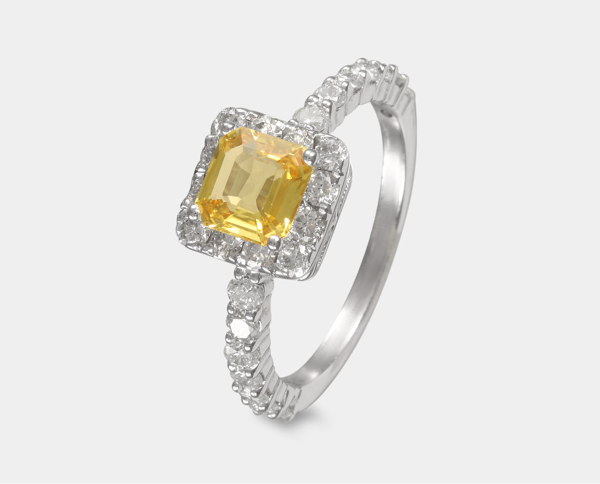 Anillo con Zafiro Amarillo y Diamantes  AH2C-E211B-ZAFAMA