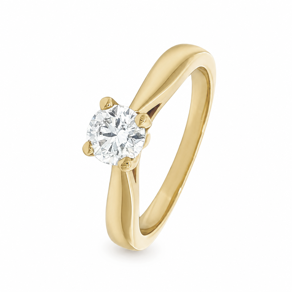 Anillo de compromiso solitario con diamante lab-grown en oro amarillo