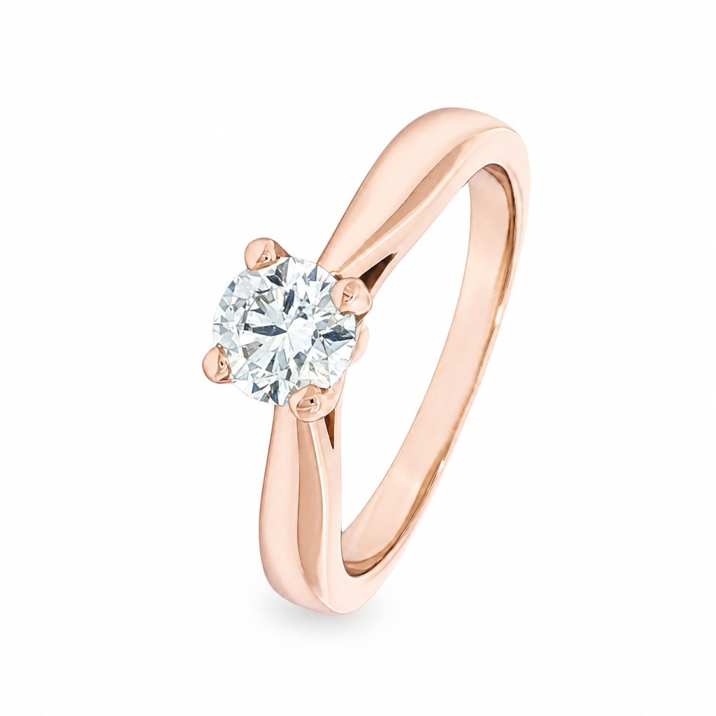 Anillo de compromiso solitario con diamante lab-grown en oro rosa