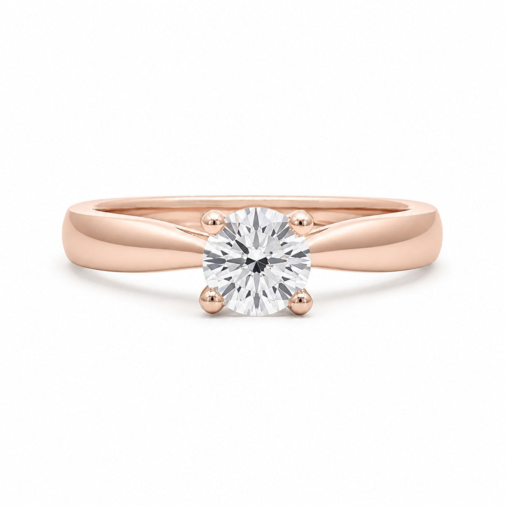 Anillo de compromiso solitario con diamante lab-grown en oro rosa