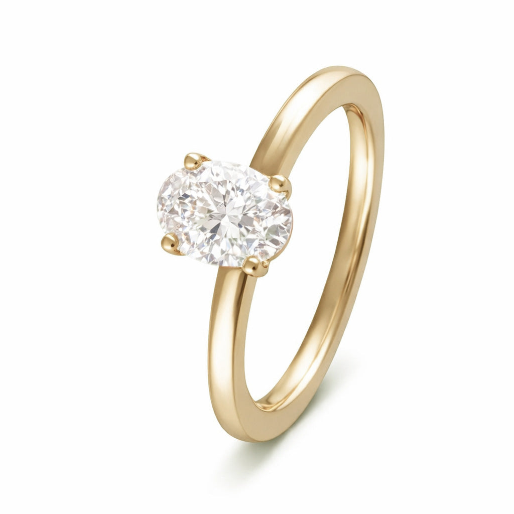 Anillo de compromiso solitario con diamante lab-grown corte oval