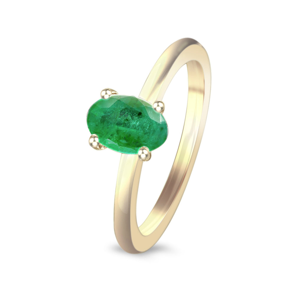 Anillo de oro amarillo con esmeralda