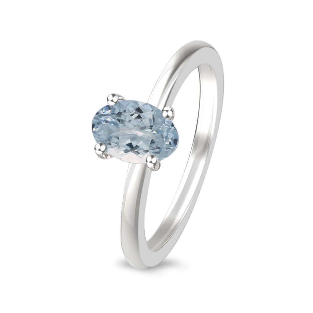 Anillo de oro blanco con aguamarina